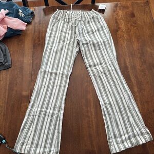 Roxy Green and White Striped Pants